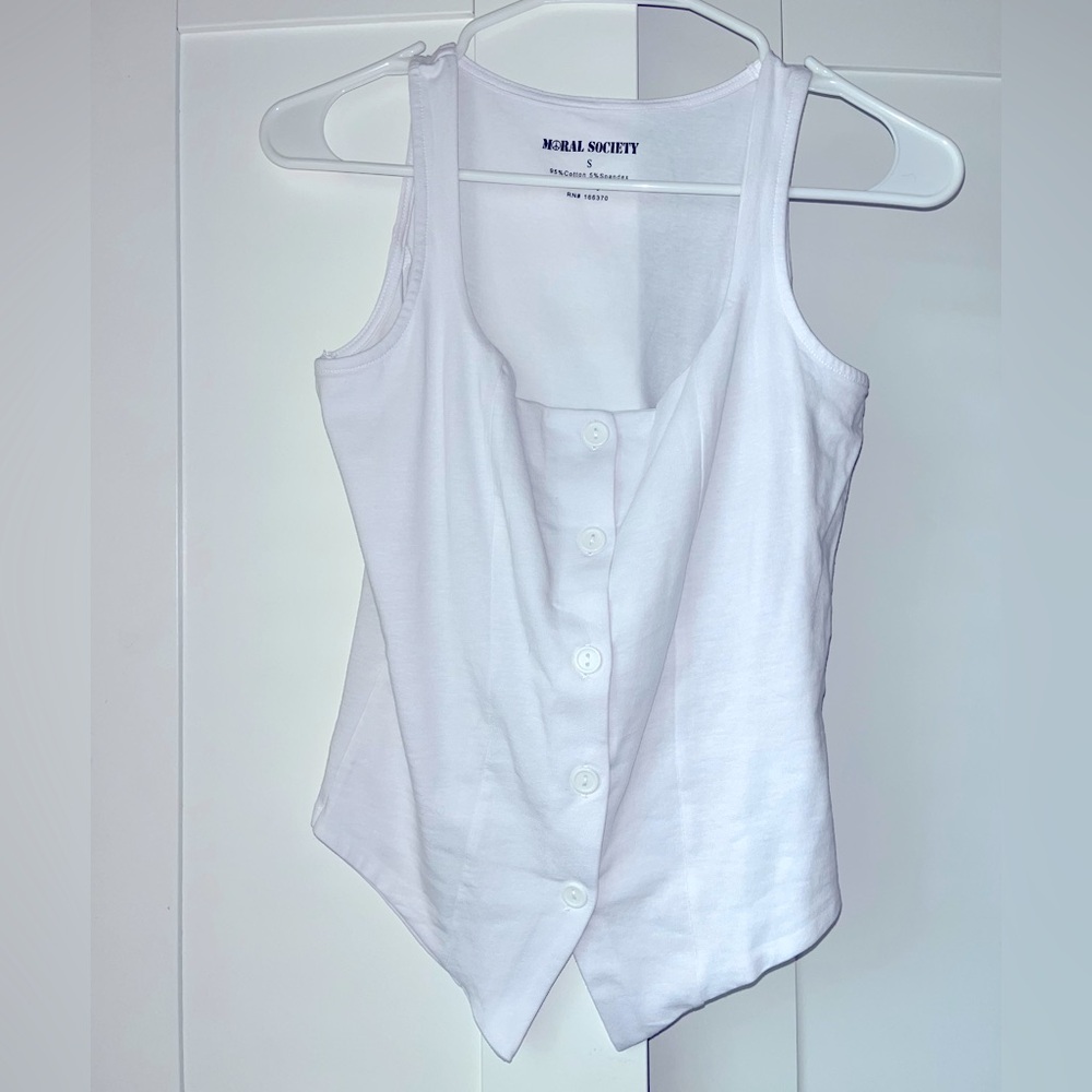 NWOT Moral Society cotton and spandex button down vest size S
